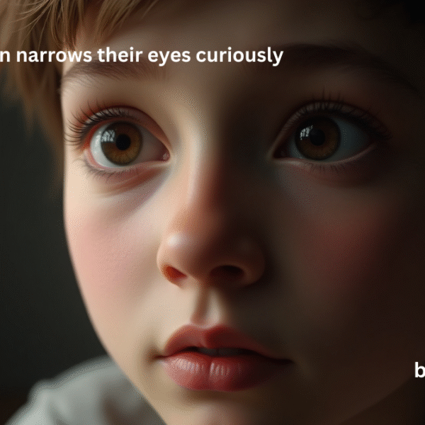 when a person narrows their eyes curiously