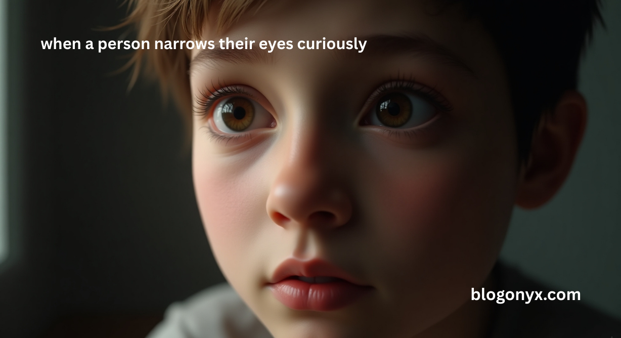 when a person narrows their eyes curiously